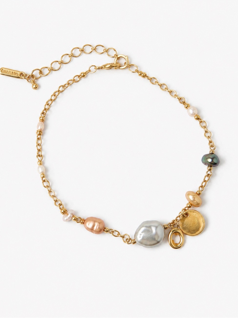 Chan Luu 925 Sterling Silver Pearl & Semi Precious Stone Dainty Bracelet